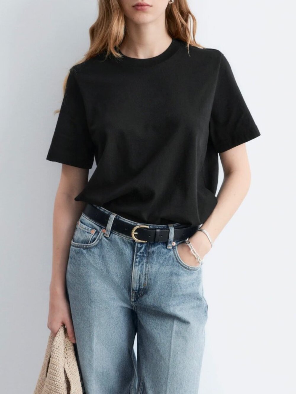 & Other Stories Relaxed Crewneck T-Shirt Small Black Capsule Basic Minimalist